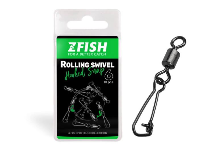 Obratlík s Karabinou Rolling Swivel & Hooked Snap vel. 10
