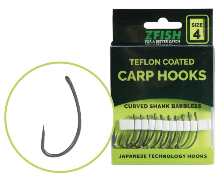 vel.4 Zfish Teflonové Háčky Curved Shank Barbless 