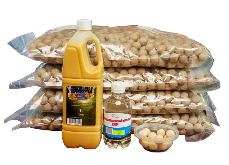 Boilies  aktivní bílé 20kg, hnijící červ,  24mm + CSL 1l + DIP 250ml + VYVÁŽENKY HARD 20mm, 30g 
