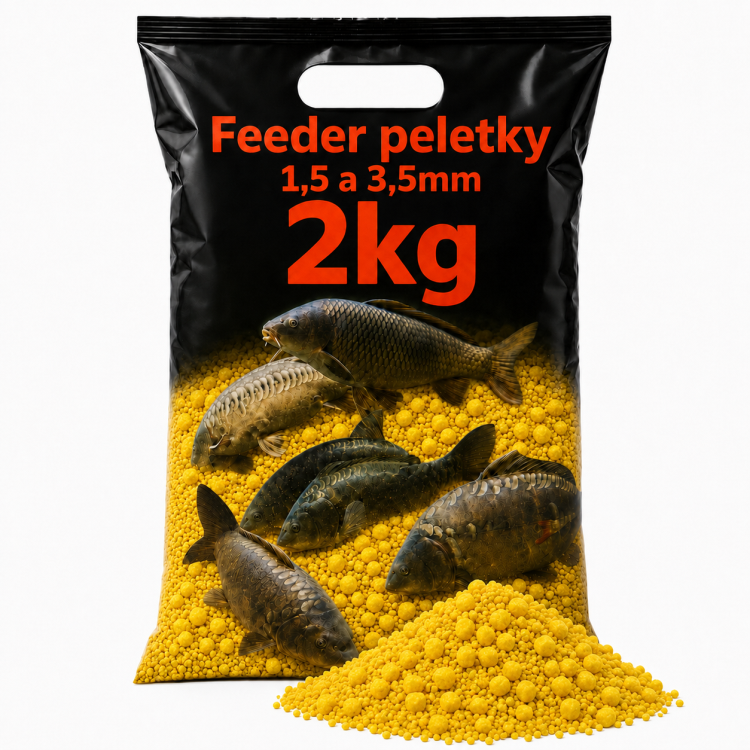 Method feeder peletky  2kg, žluté, 1,5 a 3,5mm (1+1kg mix)