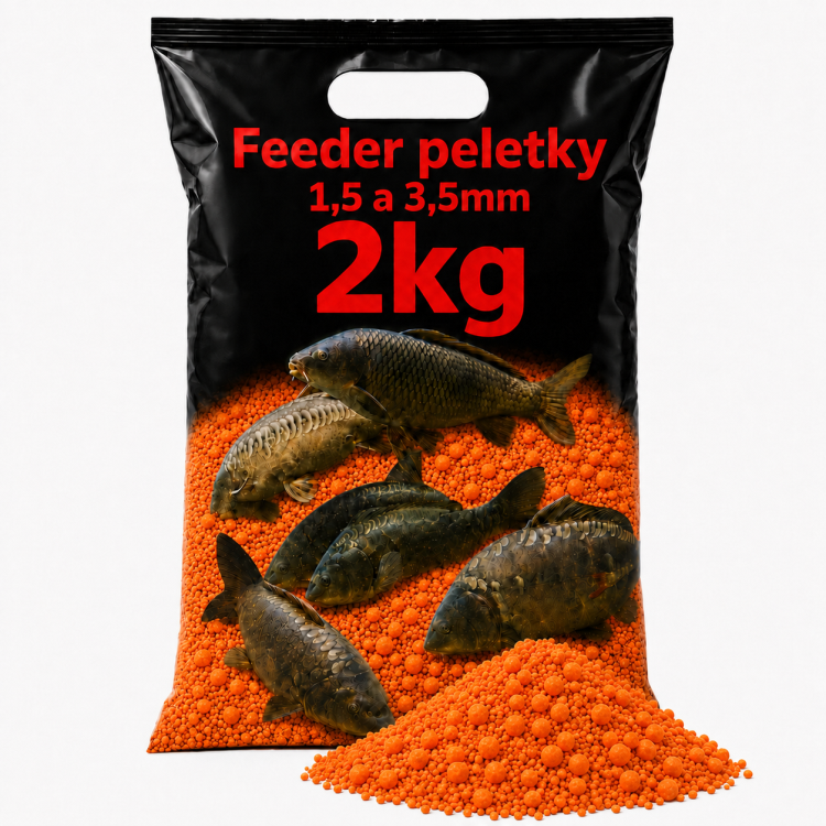 Method feeder peletky  2kg, oranžové, 1,5 a 3,5mm (1+1kg mix)