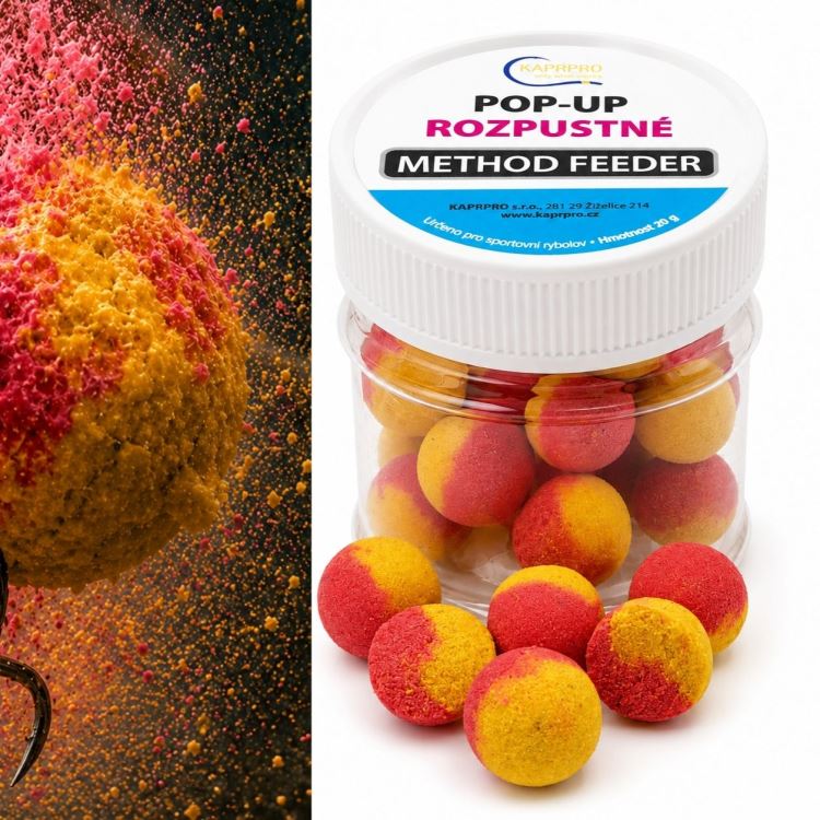 Plovoucí boilies rozpustné – Method Feeder 12 mm, červeno-žlutá, různé příchutě