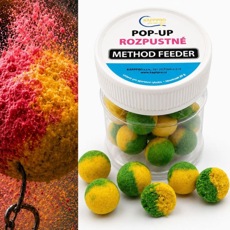 Plovoucí boilies rozpustné – Method Feeder 12 mm, zeleno-žlutá, různé příchutě