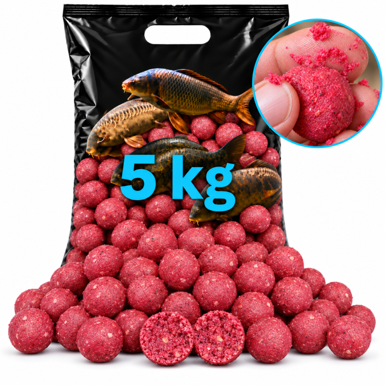 Rozpustné boilies JAHODA 24mm, 5 kg