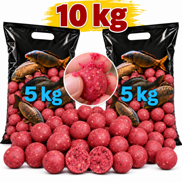 Rozpustné boilies JAHODA 24 mm 10 kg